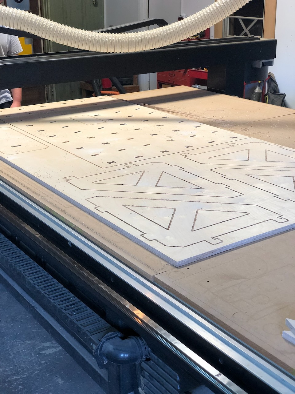 CNC router cutting plywood parts