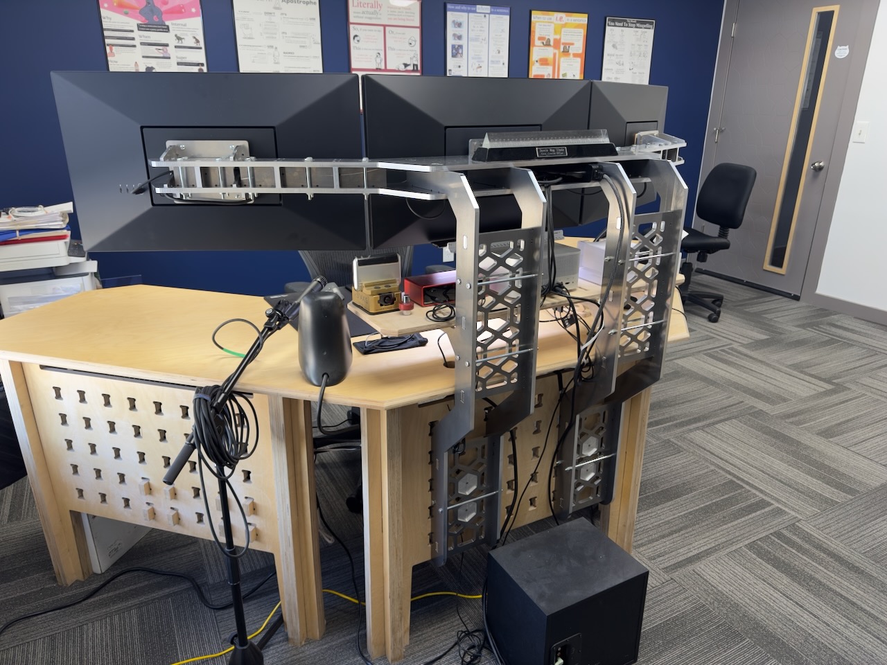 Custom plywood workstation built by Thole Design