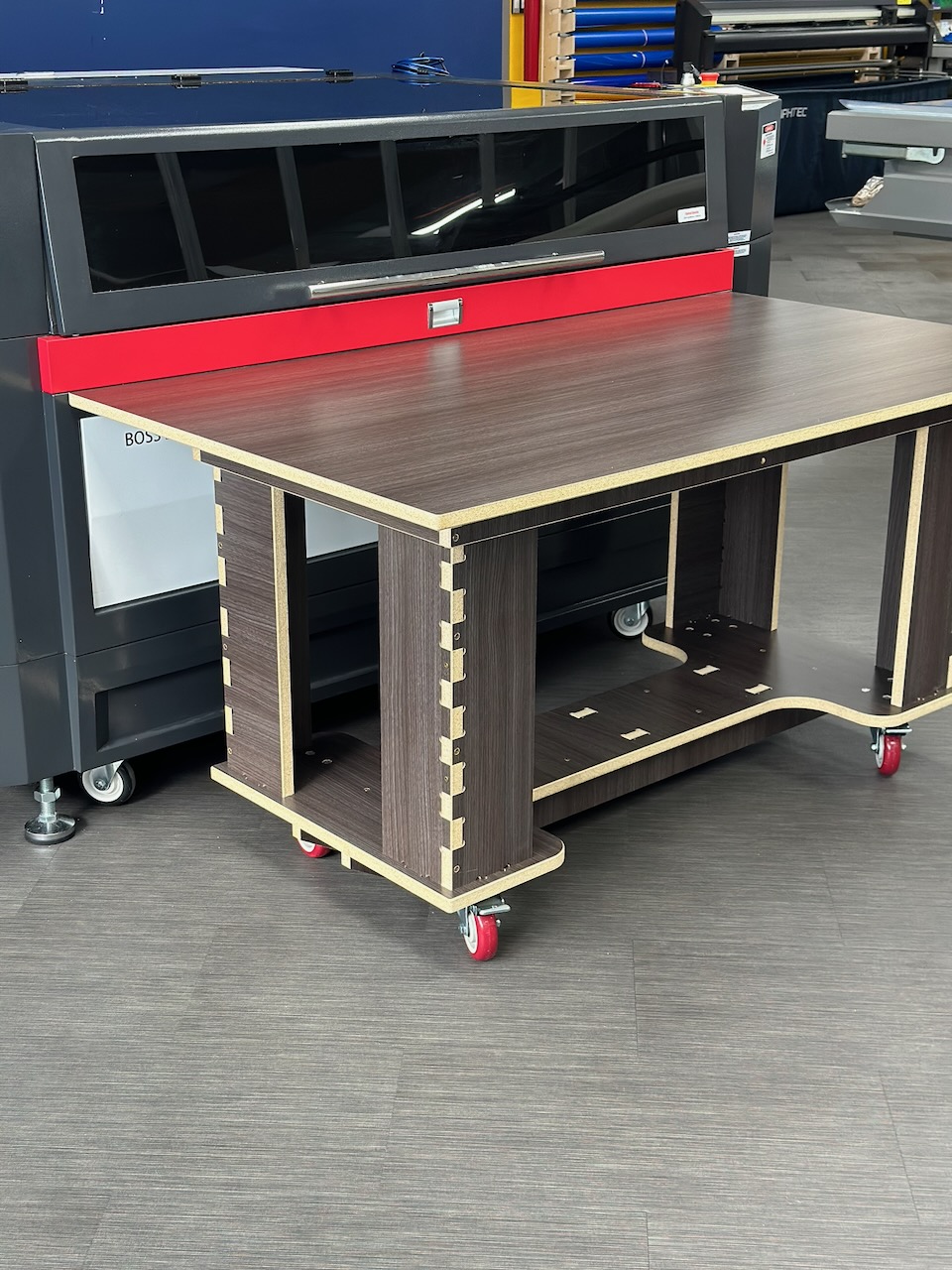 Mobile cart for a CO2 laser cutter